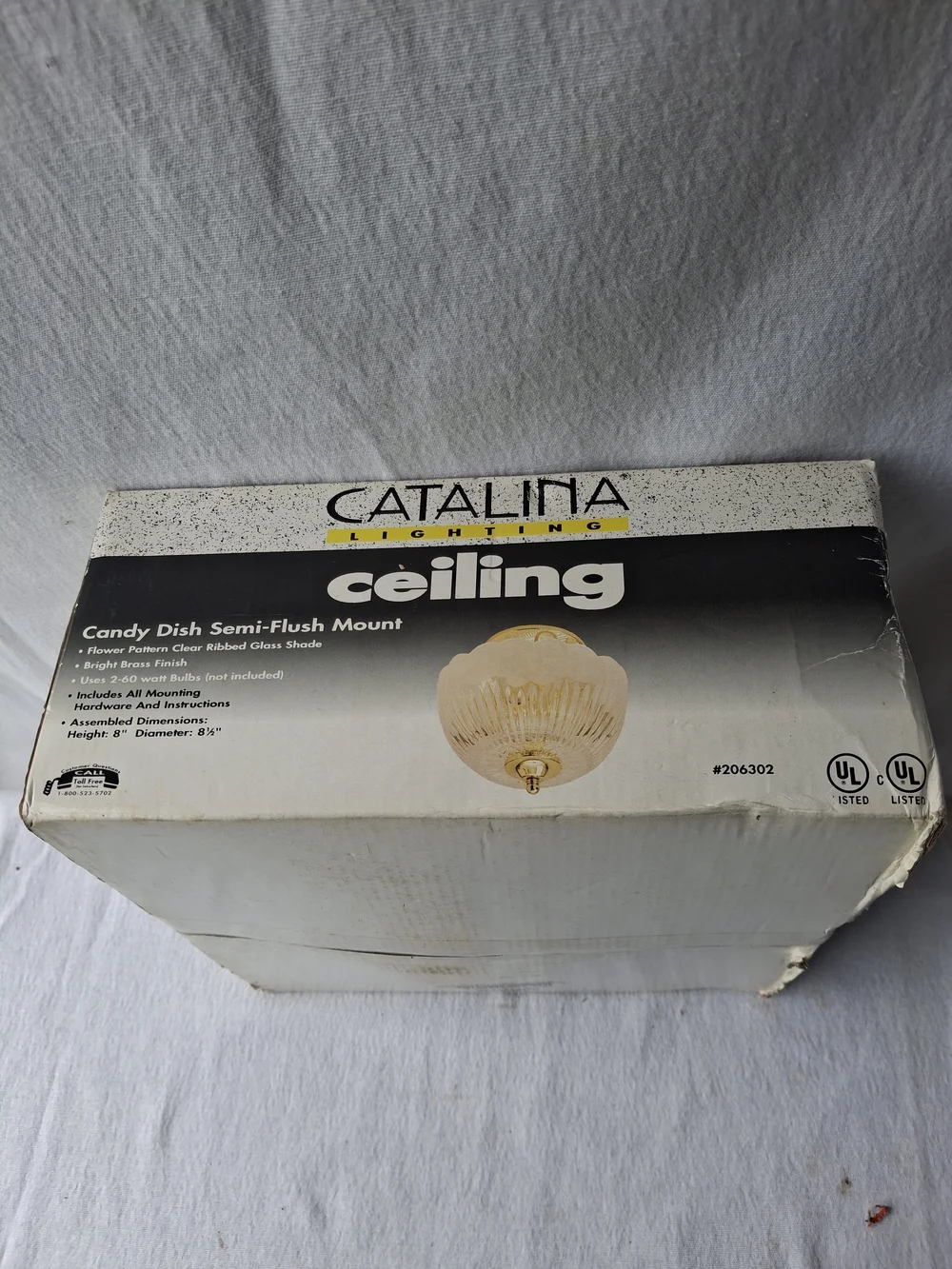 Catalina Ceiling Candy Dish Semi-Flush Mount - White, Black, Gold